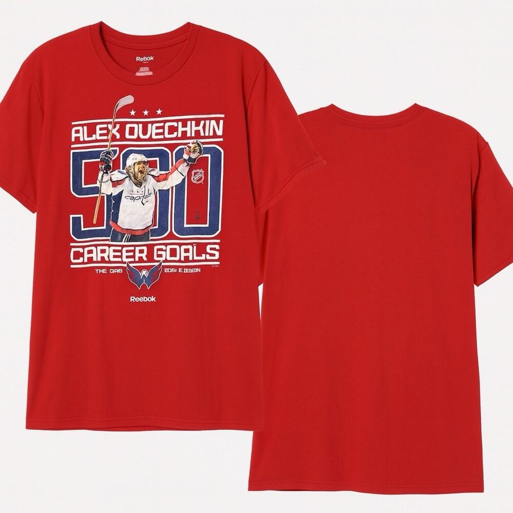 Reebok NHL Alex Ovechkin 500 Career Goals LGE T-Shirt Red Capitals NHLPA 2015-16